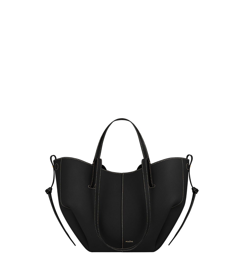 Cyme Mini - Grained Black with Ecru Stitching