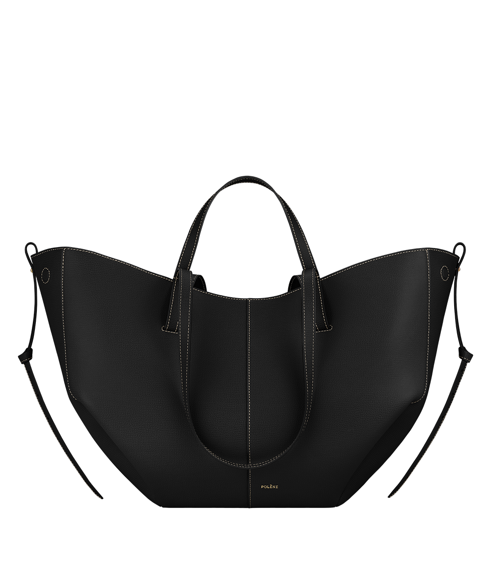 Cyme - Grained Black with Ecru Stitching