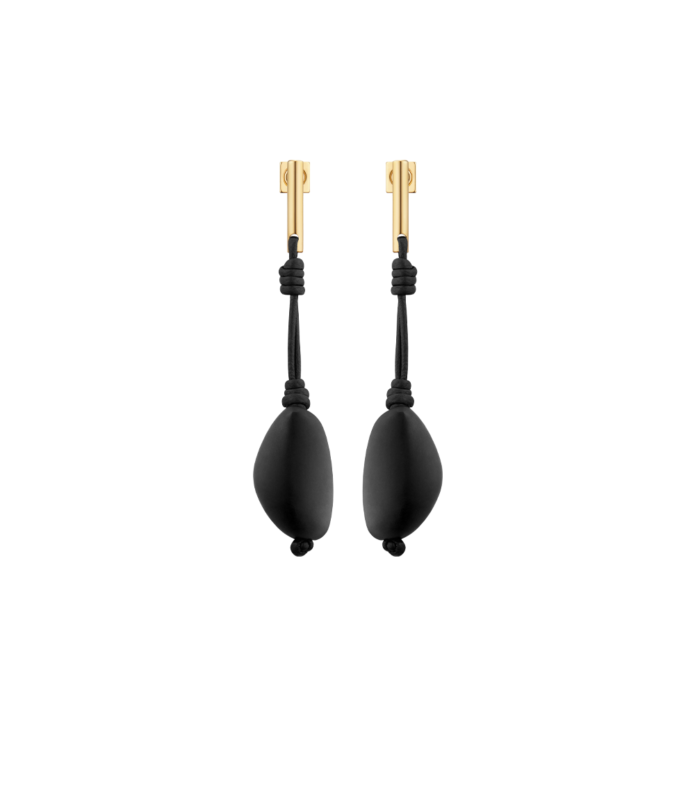 Boucles d'oreilles pendantes Téré - Marbre Noir